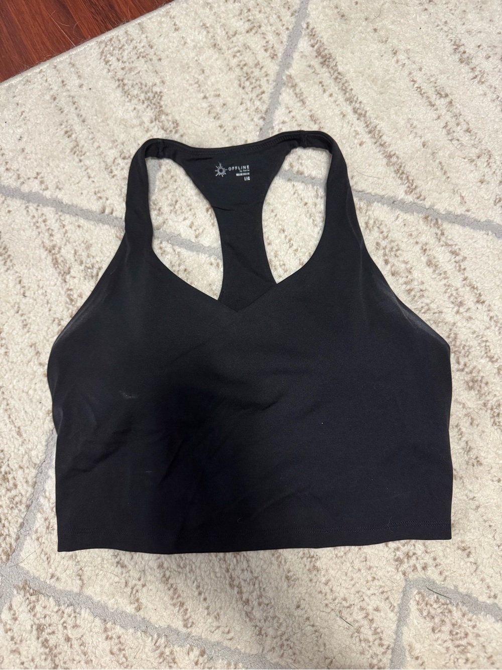Aerie Black Racerback Seamless Longline Sports Bralette